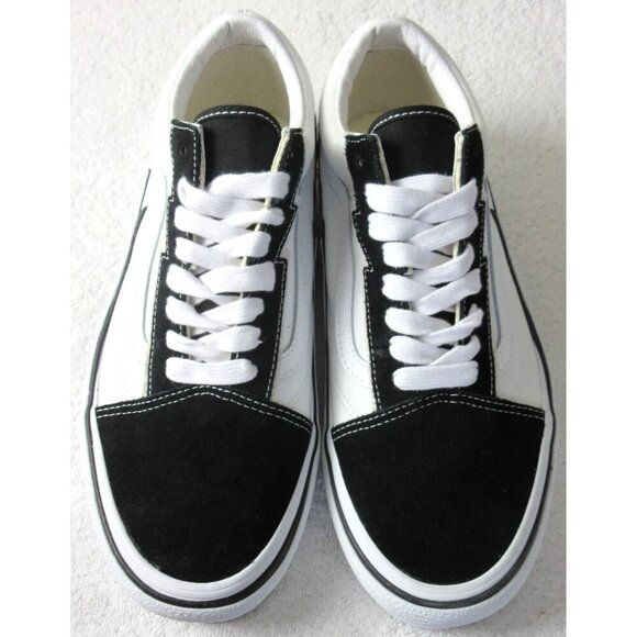 Vans Men's Old Skool Bolt 2 Tone Black True White Canvas Suede Shoes Sizes NIB - Picture 3 of 5